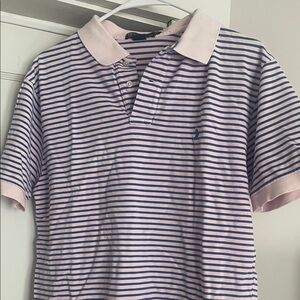 Polo by Ralph Lauren Pink and Navy Striped Polo Shirt